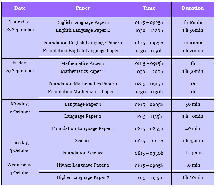 PSLE 2023 Time Table: Everything You Need to Know