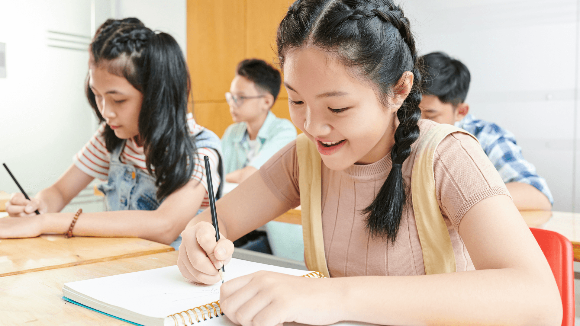 Secondary students mastering composition structure techniques